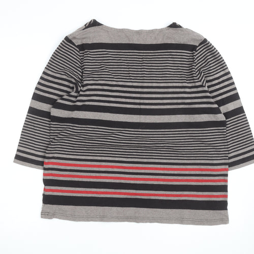Maine New England Women's Grey Striped 3/4 Sleeve T-Shirt Size 22