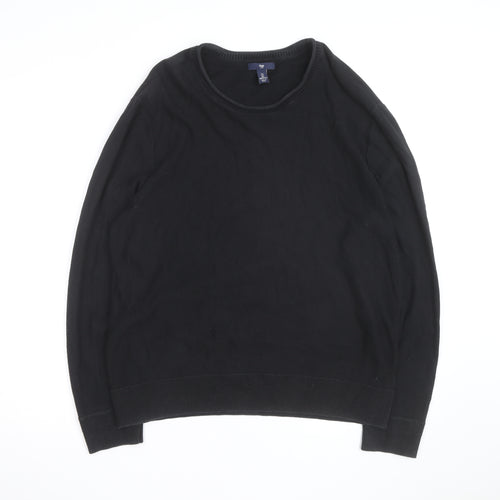 Gap Men's Black Cotton Crew Neck Pullover Jumper Size L