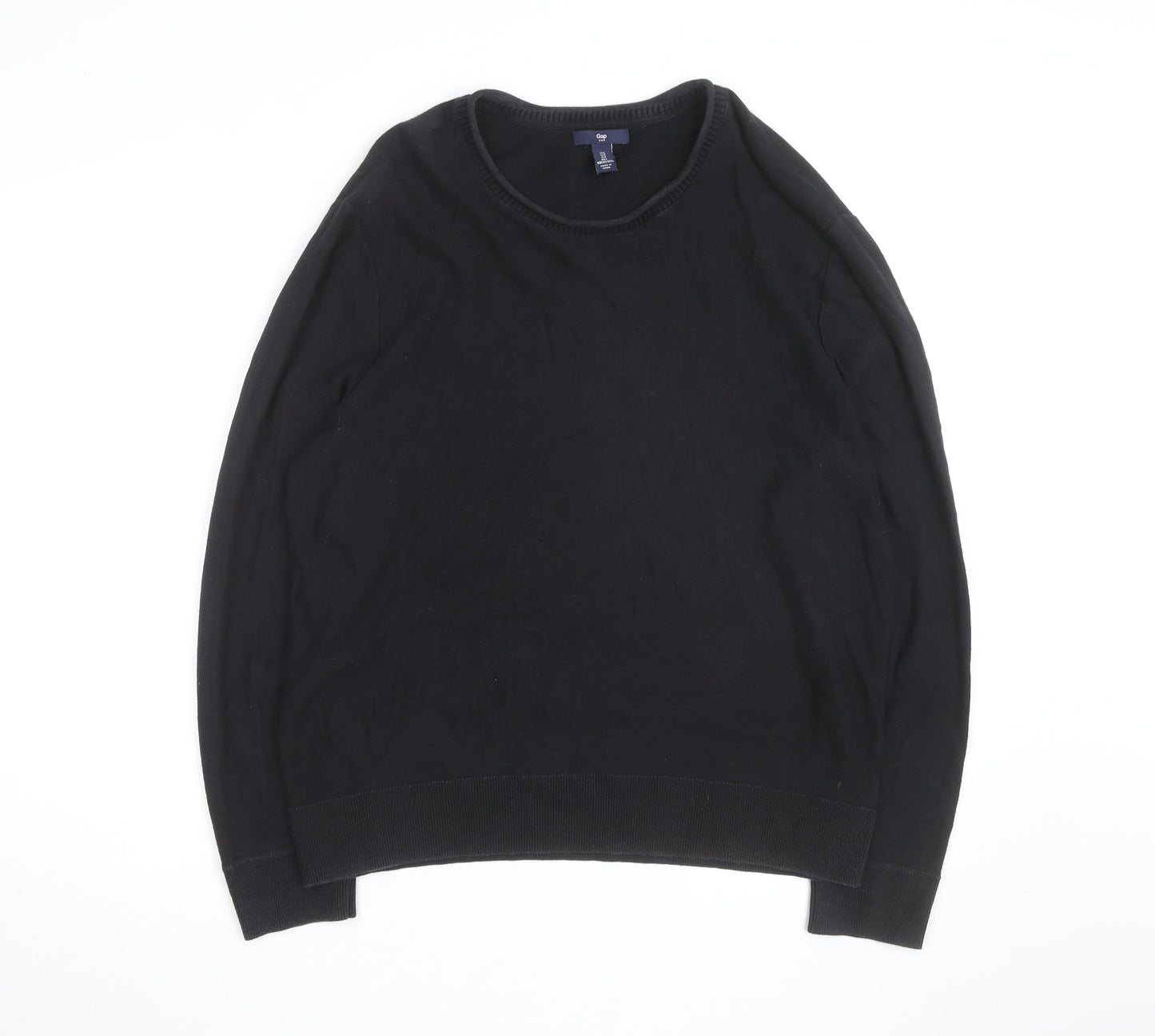 Gap Men's Black Cotton Crew Neck Pullover Jumper Size L
