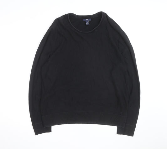 Gap Men's Black Cotton Crew Neck Pullover Jumper Size L
