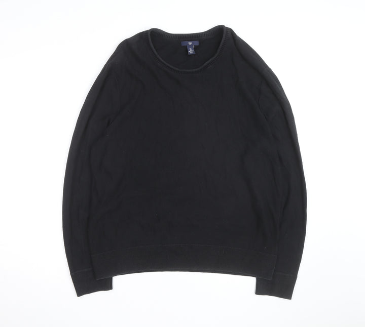 Gap Men's Black Cotton Crew Neck Pullover Jumper Size L