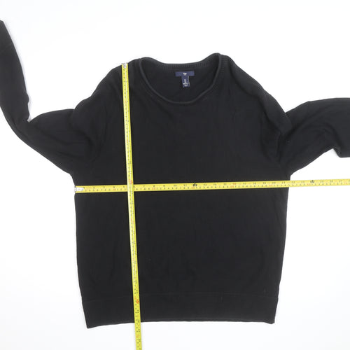 Gap Men's Black Cotton Crew Neck Pullover Jumper Size L