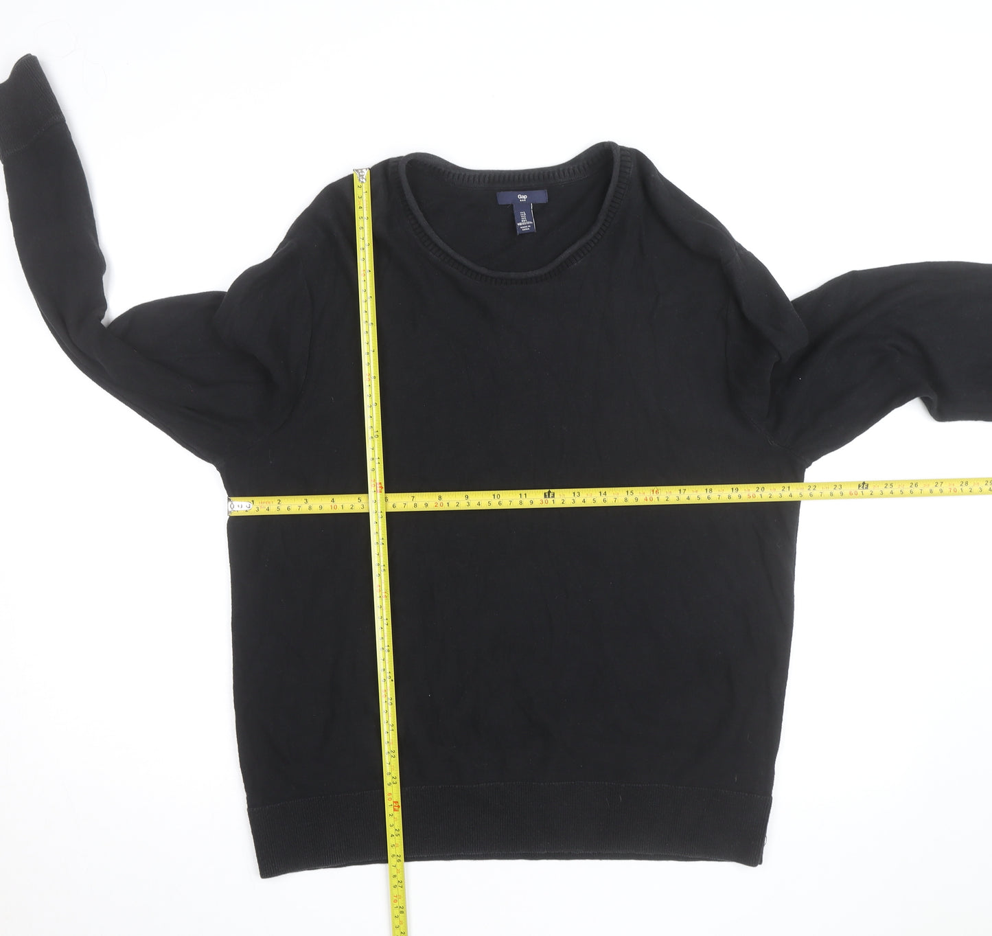 Gap Men's Black Cotton Crew Neck Pullover Jumper Size L