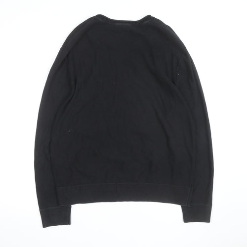 Gap Men's Black Cotton Crew Neck Pullover Jumper Size L