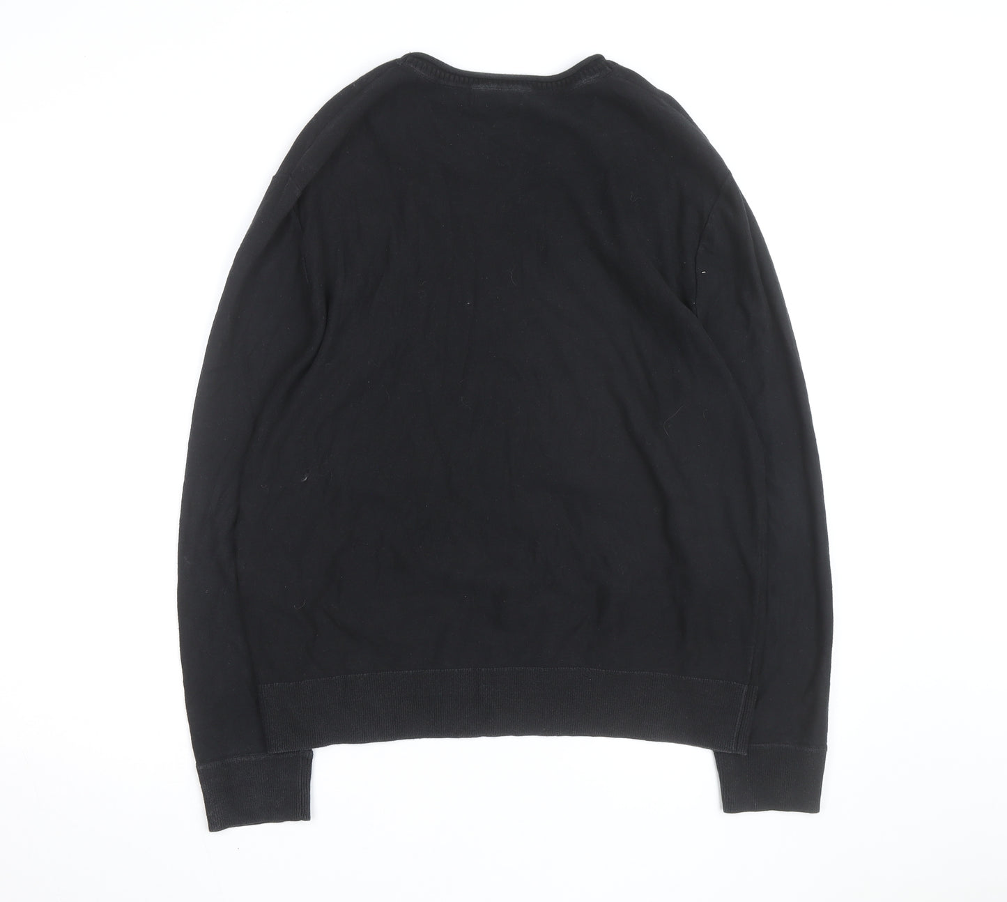 Gap Men's Black Cotton Crew Neck Pullover Jumper Size L