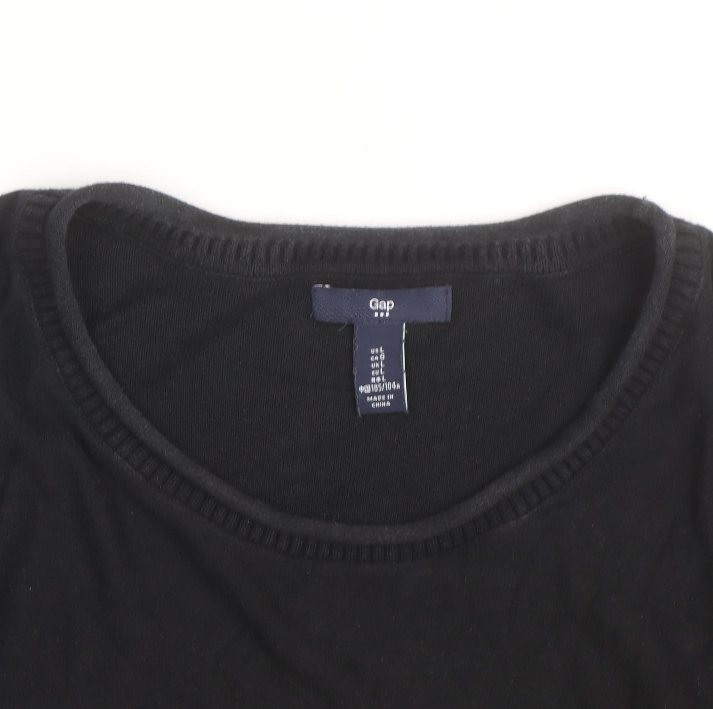 Gap Men's Black Cotton Crew Neck Pullover Jumper Size L