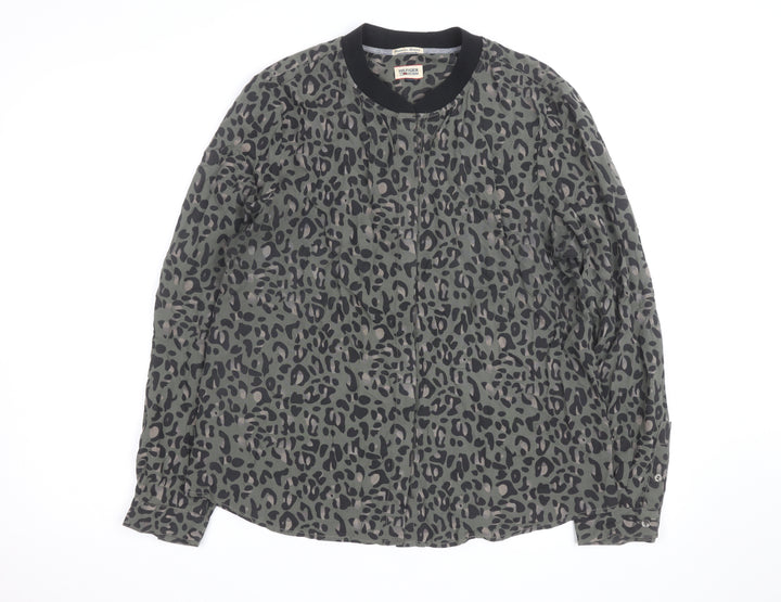 Hilfiger Denim Women's Green Animal Print Blouse M Long Sleeve