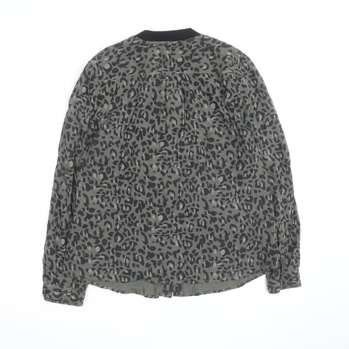 Hilfiger Denim Women's Green Animal Print Blouse M Long Sleeve