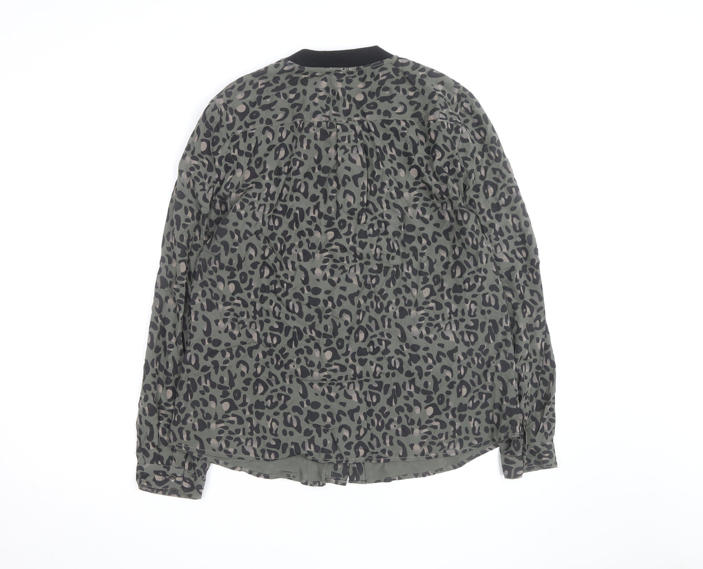 Hilfiger Denim Women's Green Animal Print Blouse M Long Sleeve