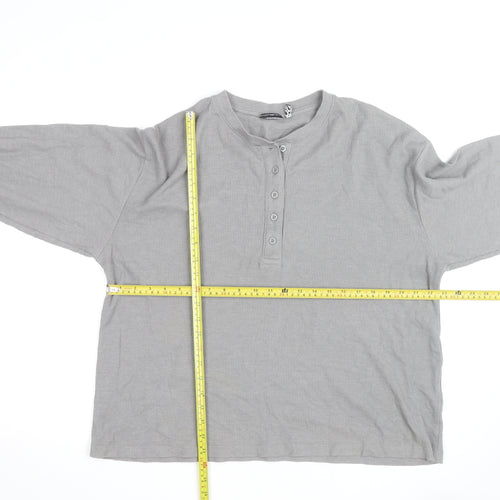 ASOS DESIGN Womens Grey Henley Long Sleeve Waffle Knit Jumper Medium