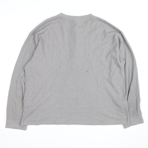 ASOS DESIGN Womens Grey Henley Long Sleeve Waffle Knit Jumper Medium