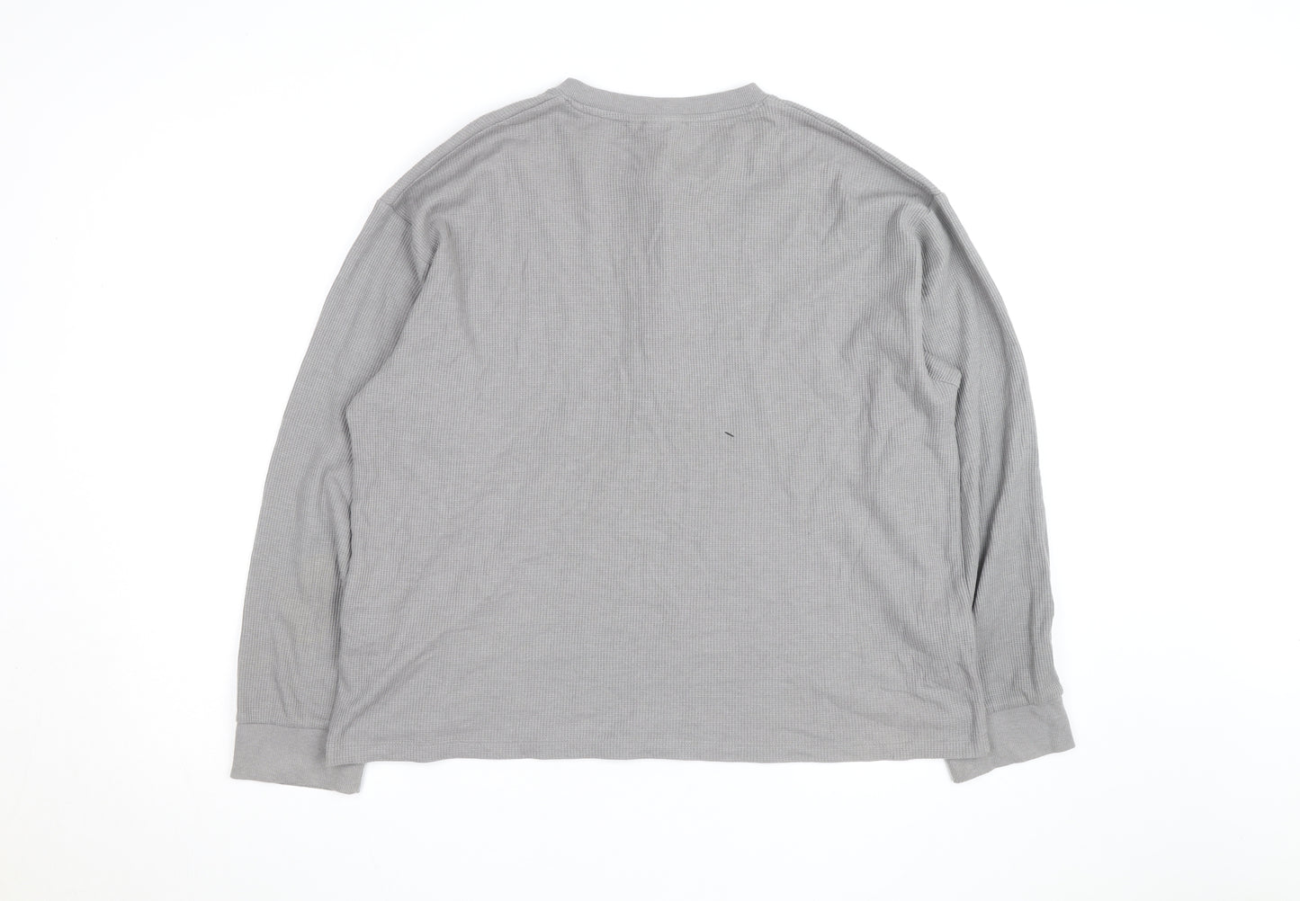 ASOS DESIGN Womens Grey Henley Long Sleeve Waffle Knit Jumper Medium