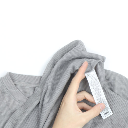 ASOS DESIGN Womens Grey Henley Long Sleeve Waffle Knit Jumper Medium