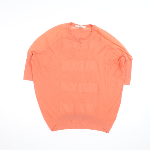 Karen Millen Womens Orange Relaxed Fit Cotton Silk Jumper Size 10