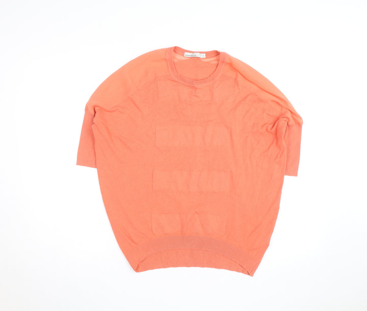 Karen Millen Womens Orange Relaxed Fit Cotton Silk Jumper Size 10