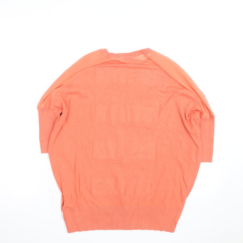 Karen Millen Womens Orange Relaxed Fit Cotton Silk Jumper Size 10