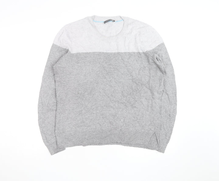 Mint Velvet Women Grey Wool Blend Crew Neck Pullover Jumper Size 12