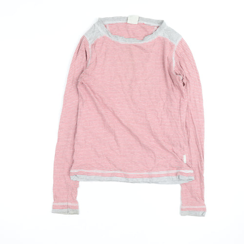 Trespass Womens Pink Striped Cotton Crew Neck Jumper Size S