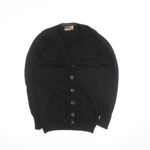 Marks and Spencer Men’s Black Wool Silk Cardigan L V-Neck Classic