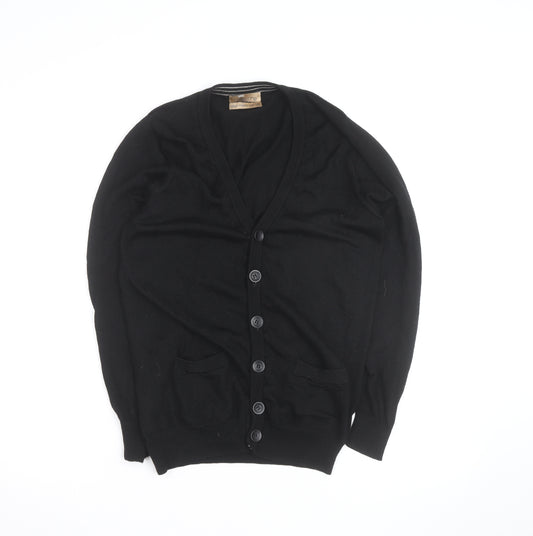 Marks and Spencer Men’s Black Wool Silk Cardigan L V-Neck Classic