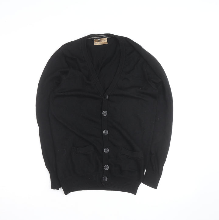 Marks and Spencer Men’s Black Wool Silk Cardigan L V-Neck Classic