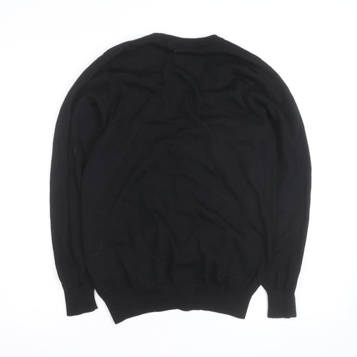 Marks and Spencer Men’s Black Wool Silk Cardigan L V-Neck Classic