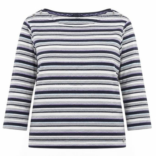 Maine New England Womens Multicoloured Stripe Cotton Long Sleeve Top Size 16