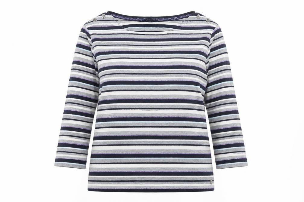 Maine New England Womens Multicoloured Stripe Cotton Long Sleeve Top Size 16