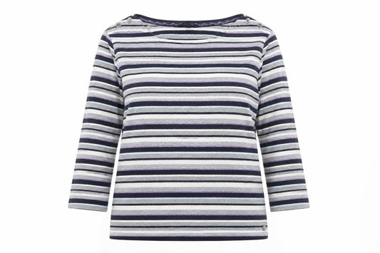 Maine New England Womens Multicoloured Stripe Cotton Long Sleeve Top Size 16