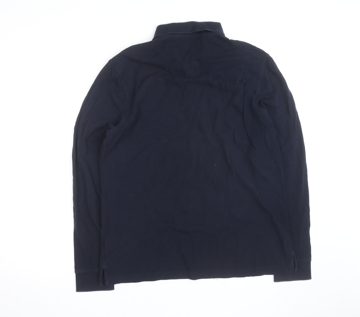 Marks and Spencer Men's Black Long Sleeve Cotton Polo Shirt L