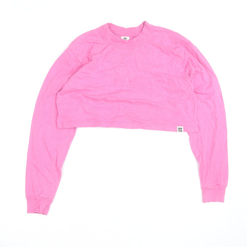 WXYK Women's Pink Cropped Long Sleeve T-Shirt Size S