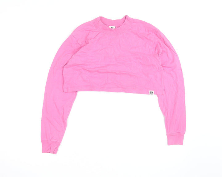 WXYK Women's Pink Cropped Long Sleeve T-Shirt Size S