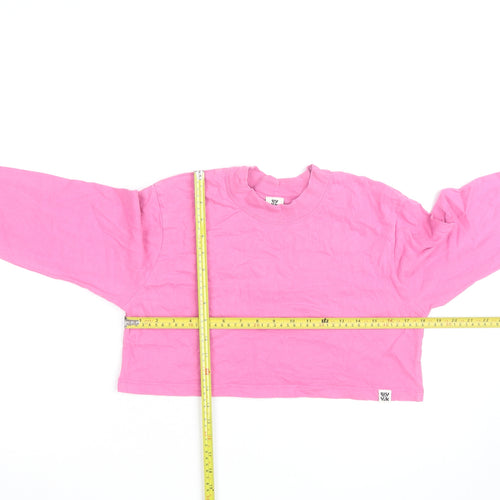 WXYK Women's Pink Cropped Long Sleeve T-Shirt Size S