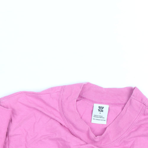 WXYK Women's Pink Cropped Long Sleeve T-Shirt Size S