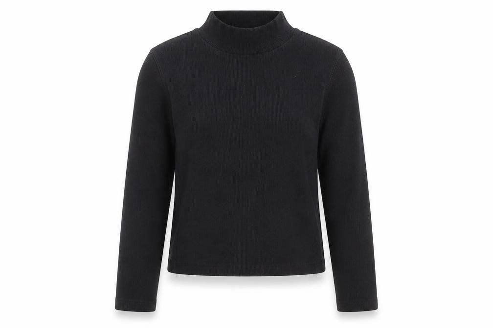 Front view of Jack Wills women’s black, size UK 10, roll neck long sleeve jumper