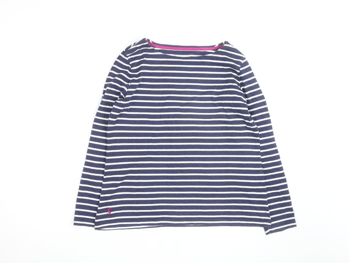 Joules Women’s Blue Striped Long Sleeve Cotton Nautical T-Shirt UK 14