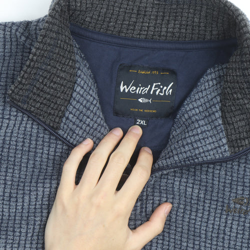 Weird Fish Men's Blue 2XL Half Zip Fleece Sweatshirt