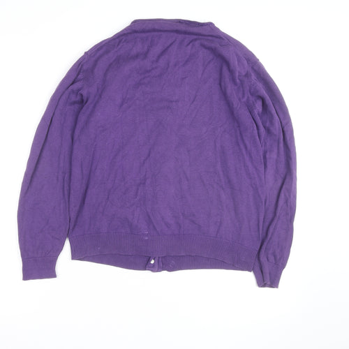 GAP Men's Purple Cotton Cardigan M Classic Crew Neck