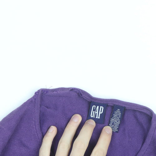GAP Men's Purple Cotton Cardigan M Classic Crew Neck