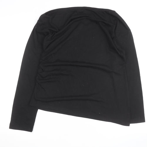 Topshop Women’s Black Size 10 Slim Fit Long Sleeve Cotton Top