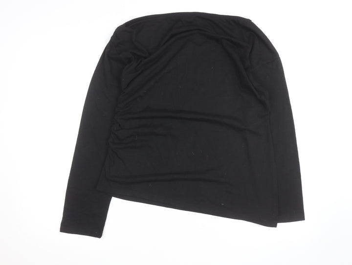 Topshop Women’s Black Size 10 Slim Fit Long Sleeve Cotton Top