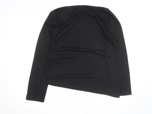 Topshop Women’s Black Size 10 Slim Fit Long Sleeve Cotton Top