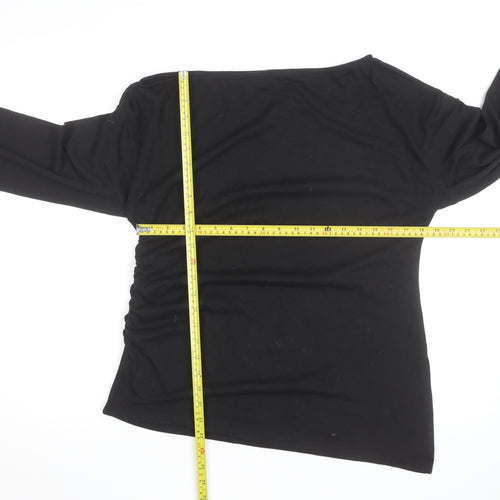 Topshop Women’s Black Size 10 Slim Fit Long Sleeve Cotton Top