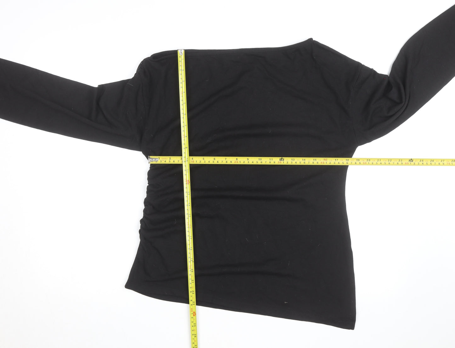 Topshop Women’s Black Size 10 Slim Fit Long Sleeve Cotton Top