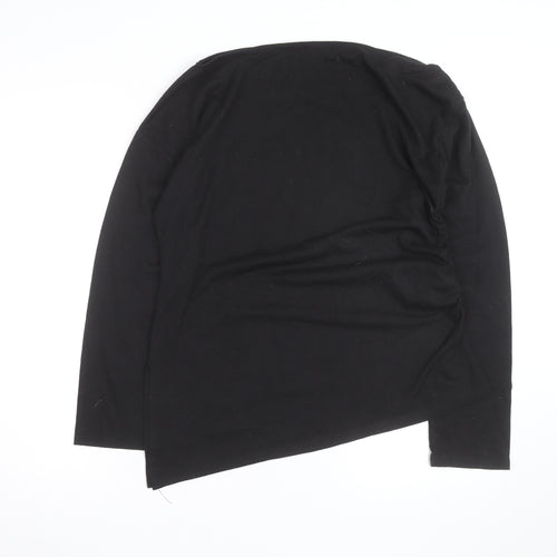 Topshop Women’s Black Size 10 Slim Fit Long Sleeve Cotton Top
