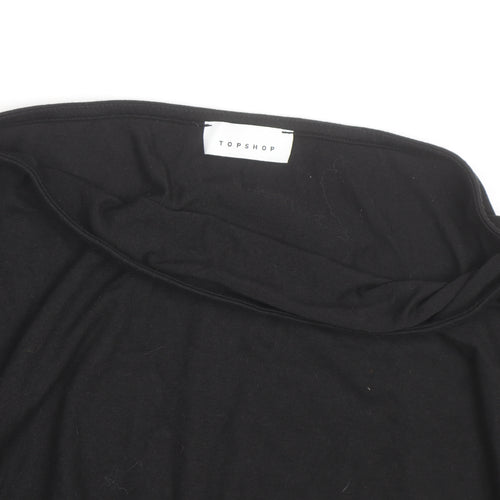 Topshop Women’s Black Size 10 Slim Fit Long Sleeve Cotton Top