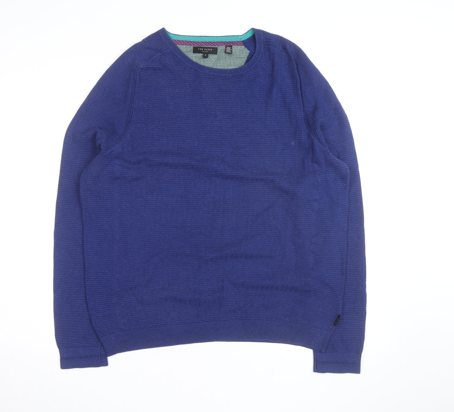 Ted Baker Men's Blue Cotton Wool Crew Neck Pullover Jumper XL