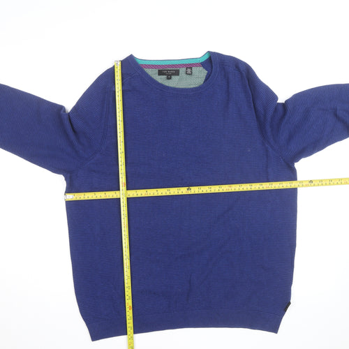Ted Baker Men's Blue Cotton Wool Crew Neck Pullover Jumper XL