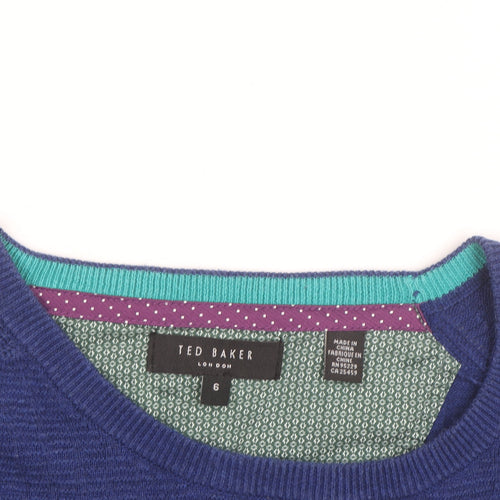 Ted Baker Men's Blue Cotton Wool Crew Neck Pullover Jumper XL