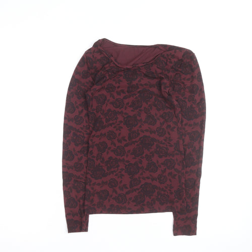 Marks and Spencer Women Red Floral Long Sleeve Jersey Blouse Size 10